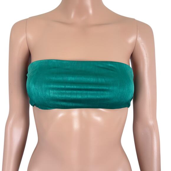 Superdown Emerald Green Bandeau Crop Top XS Y2K Minimalist Party Sexy Chic NWT - Picture 1 of 7